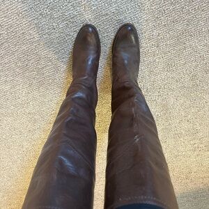 Frye Genuine Leather Brown Leather Knee-High Boots, W7.5